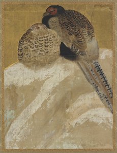 Two Pheasants on a Snow Bank by Unbekannt Unbekannt